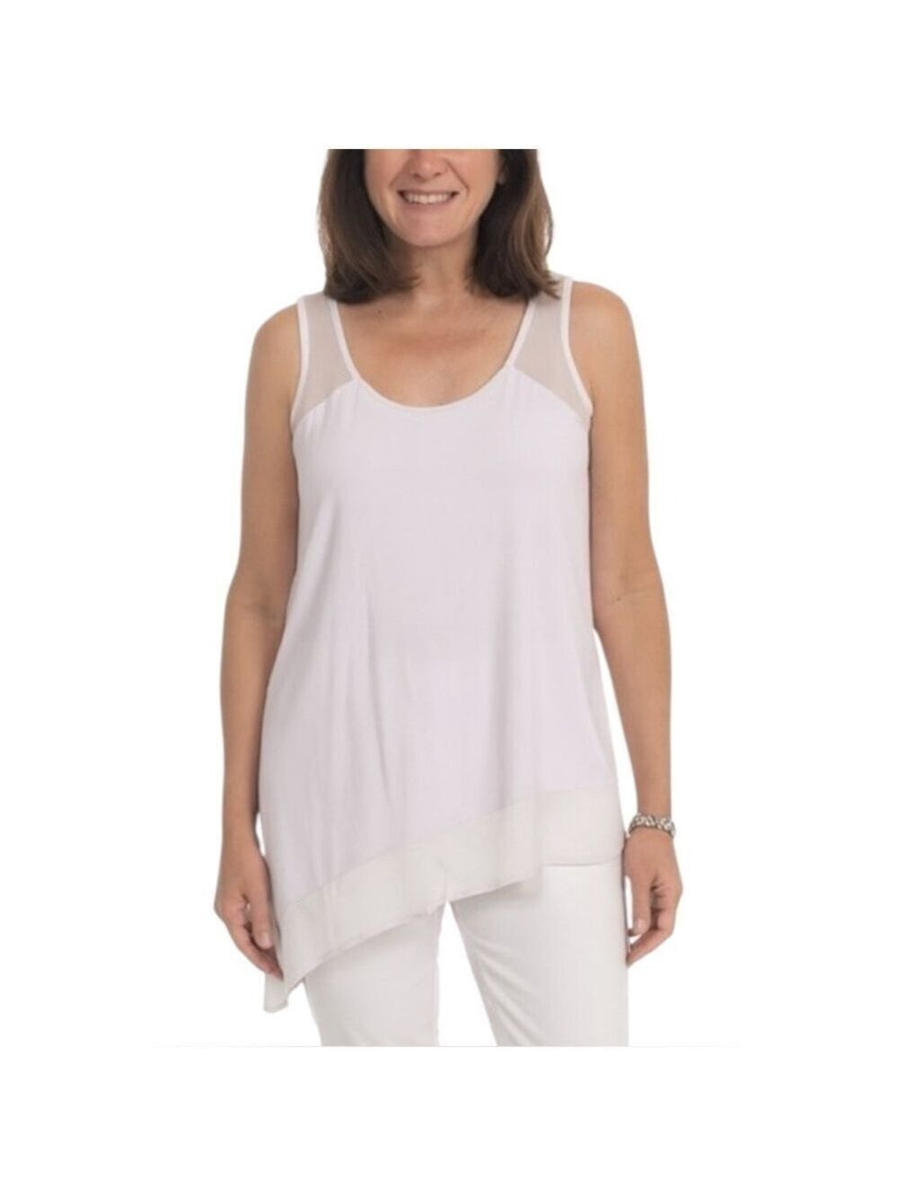STELLA CARAKASI Organic Cotton Blend Asymetrical Sleeveless Tank Top US Sz S